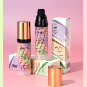 QIBEST Tri-Color Face Makeup Primer – Brightening & Contour Color Correcting Waterproof Foundation Base Cream